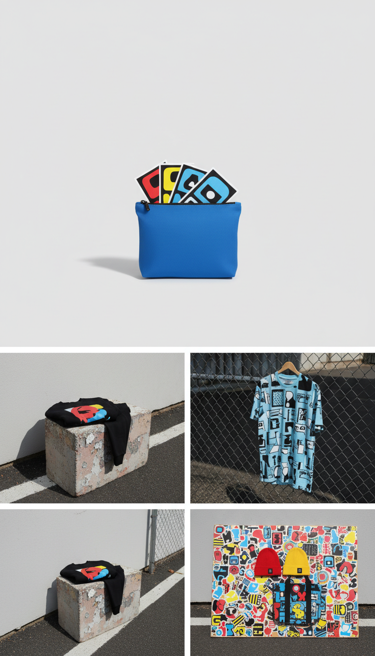 Electric Blue Zip Bag With Sticker Pack